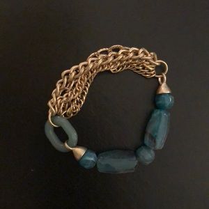 Gold and blue stone bracelet